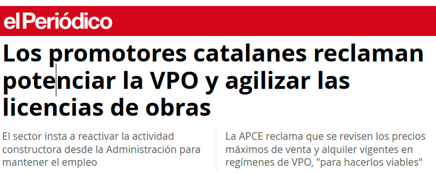 Los promotores catalanes reclaman potenciar la VPO y agilizar las licencias de obras