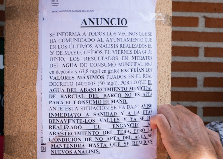 Bando municipal contaminación del agua Barcial del Barco