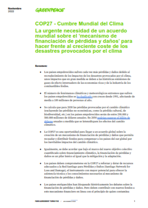 COP27 - Cumbre Mundial del Clima 