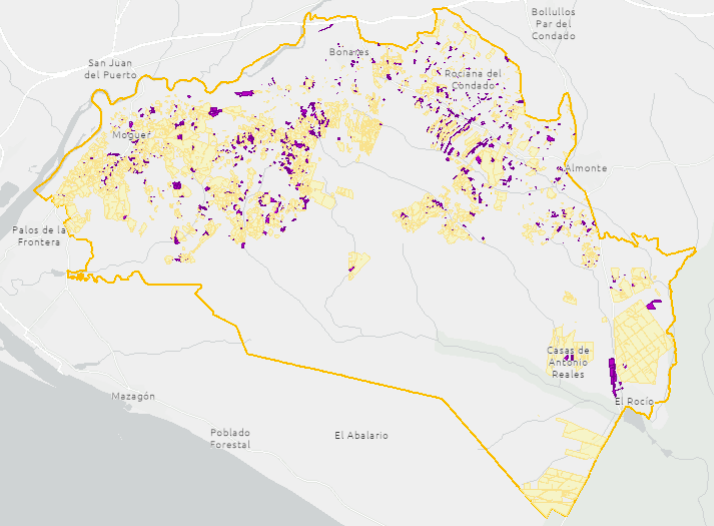 Mapa con las zonas regadas irregularmente.