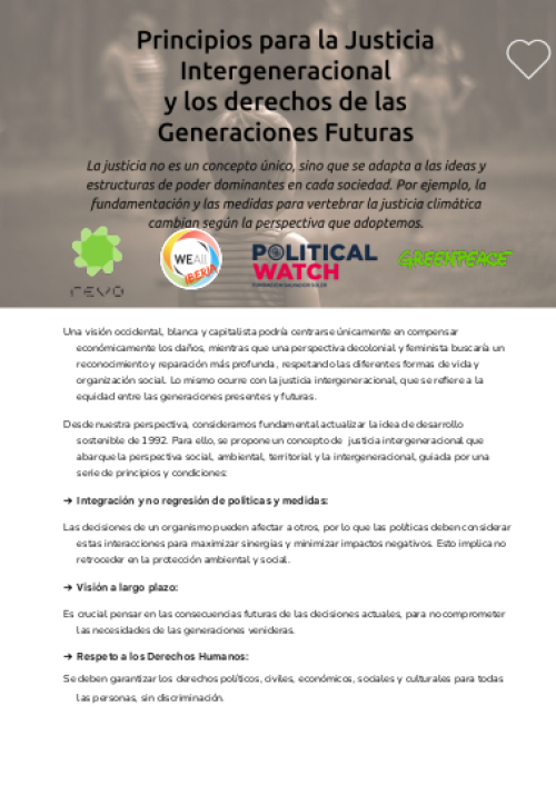 Principios para la justicia intergeneracional y los derechos de las generaciones futuras